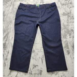 Haband Jeans Mens 48S SHORT Blue Fit-Forever Polyester Denim-Like Stretch Casual